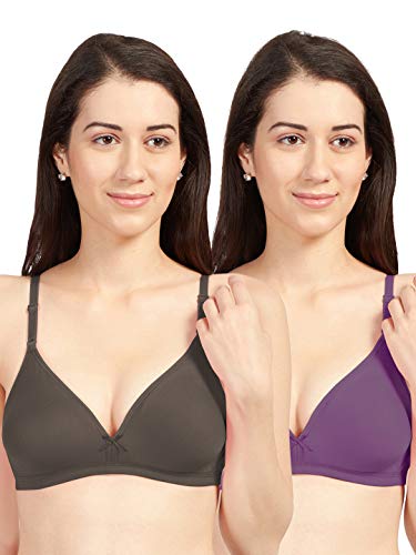 Image of SONARI Omania Womens Non-Padded Cotton Polyester Bras - Solid, Non-Wired, Medium Coverage, Hand Washable (Pack of 2)