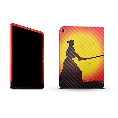 Image of MightySkins Carbon Fiber Skin Compatible with Apple iPad 10.9 inch 10th Gen (2022) Full Wrap Kit - Sunset Samurai | Protective Durable Textured Carbon Fiber Finish | Easy to Apply | Made in The USA