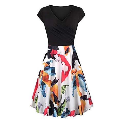 Vestido Floral con Manga Casquillo YMING Cover