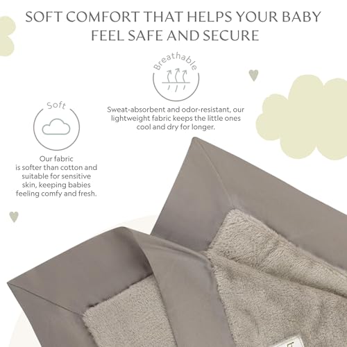 Image of Ultra-Soft Lovey Security Blanket Plush, Satin Trim 16x16 Gray
