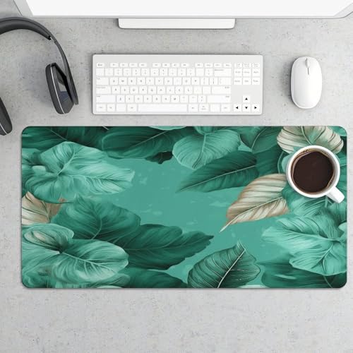 Pad Mouse Grande Verde Turquesa con Hojas 30x60 cm miniatura 5