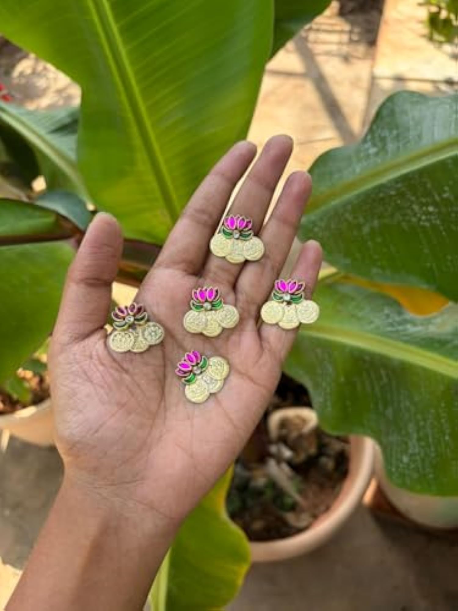 Lakshmi Kasu Lotus Hair Accessories, Pack of 5 Pieces