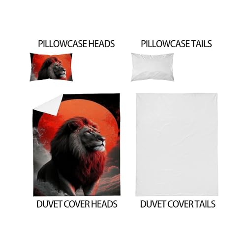 Housse de couette lion couchon de soleil en microfibre 135x200cm pour lit simple