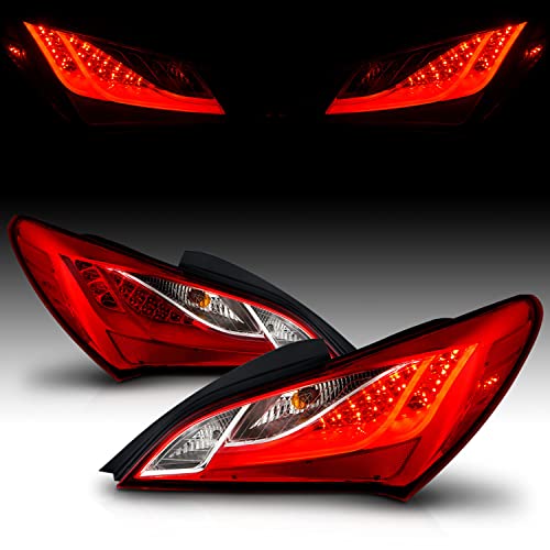AmeriLite Red Lens LED Bar Replacement Taillights Set For Hyundai Genesis Coupe - Passenger and Driver Side