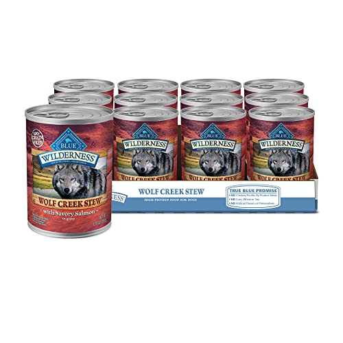 Blue Buffalo Wilderness Wolf Creek Stew High Protein, Natural Wet Dog Food, Savory Salmon Stew in gravy 12.5-oz cans (Pack of 12) Blue Buffalo Wilderness Wolf Creek Stew High Protein, Natural Wet Dog Food, Savory Salmon Stew in gravy 12.5-oz cans (Pack of 12)