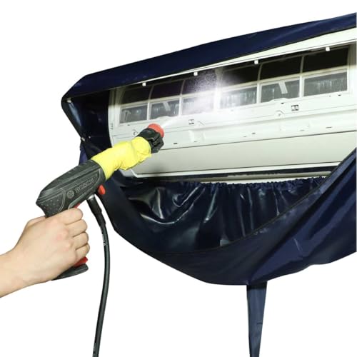 Image of Waterproof Split AC Indoor Unit Wash Cover | AC Service Cleaning Bag for Coil, Filter & Dirt Cleaning | Indoor AC Washing Cover (Navy Blue Fabric Polyster, 52 Inches upto 2 Ton)