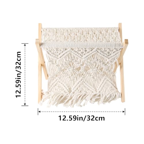 Estante plegable de algodón tejido a mano con soporte de madera resistente 8