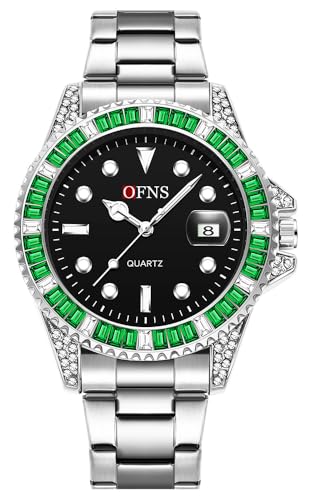 Montre pour homme cadran vert de 40 mm avec bracelet en acier