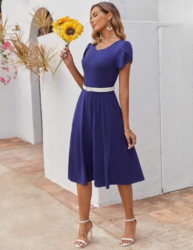 Image of ZEAGOO Womens Casual Dresses for Summer Short Sleeve Flare Midi Dress Loose Flowy Beach Sundress