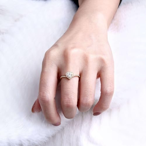 Promise Rings for Her，1.12 Carat Engagement Rings for Women，Moissanite Rings Heart-Shaped with 18K White Gold Plated 925 Sterling Silver4