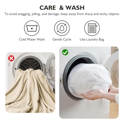 Image of EMME Cotton Blanket King Size for Bed Soft Muslin Blankets 108 inchx90 inch Beige Lightweight Breathable Layering Bedspread Coverlet All Season Gauze