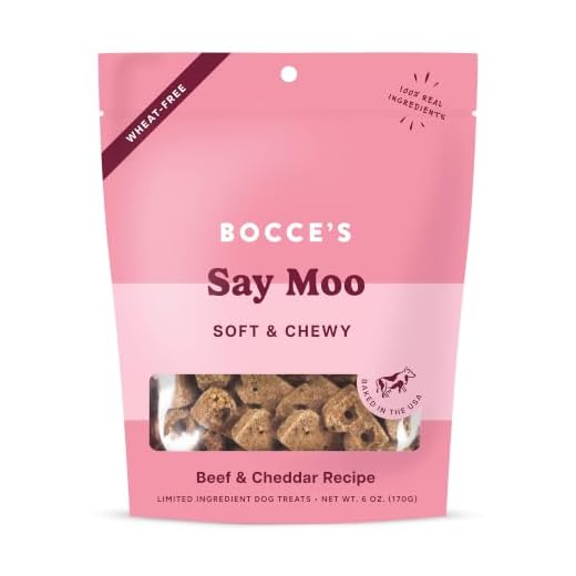 Bocce's Bakery Oven Baked Say Moo Treats for Dogs, Wheat-Free Everyday Dog Treats, Made with Real Ingredients, Baked in The USA, All-Natural Soft & Chewy Cookies, Beef & Cheddar Recipe, 6 oz