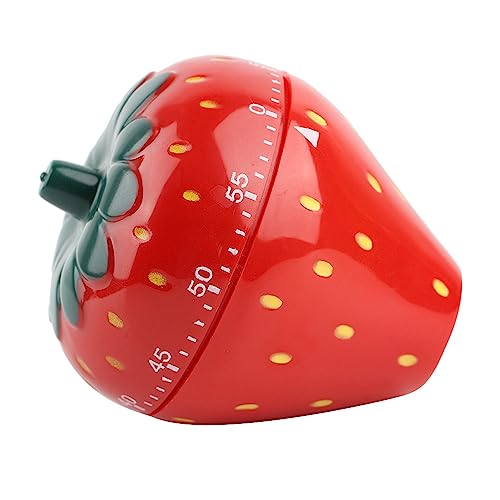 Kitchen Timer, Cute Fruit Strawberry Shaped 60 Minutes Kitchen Timer, Cute 360 Degree Rotating Mechanical Time Reminder - Image 2