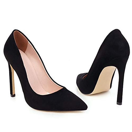 Caradise Womens Faux Suede Pointed Toe Stiletto High Heels Pumps Slip On Office Dress Shoes3