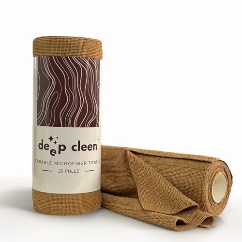 Image of Microfiber Tearable Cleaning Cloth Roll - 20 Pulls | Reusable, Super Absorbent, Easy to Tear | Ideal for Kitchen, Car, Electronics, and More | 180 GSM (Brown)
