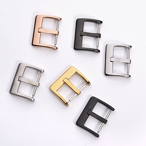 Bisonstrap Watch Bands Replacement Buckle, Stainless Steel Clasp For Smartwatch Straps-18Mm, Polished Black #TOP6