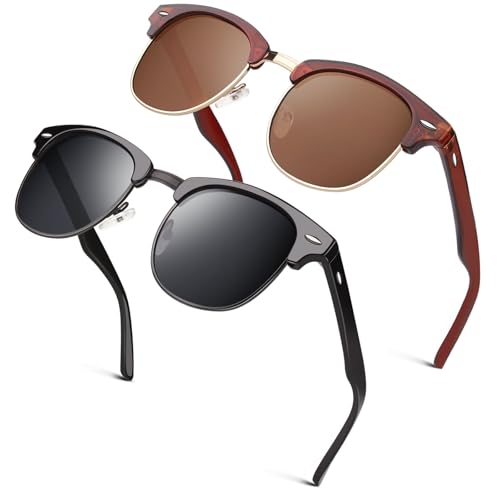 Image of GQUEEN Classic Horn Rimmed Semi Rimless Polarized Sunglasses for Men Women GQO6
