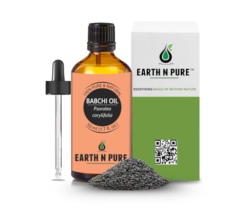 Image of Earth N Pure Babchi Oil (Bakuchi Oil) Cold Pressed, Natural & Therapeutic Grade with Glass Dropper - 50 ml