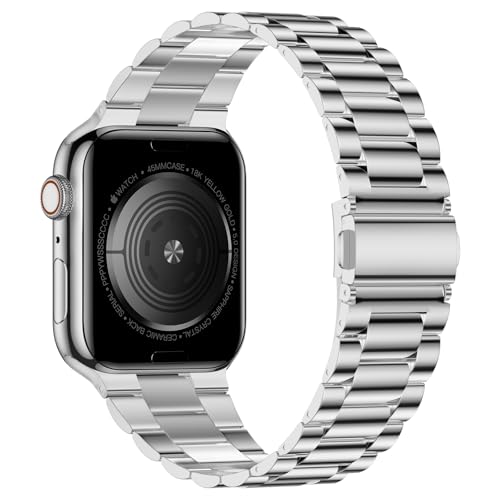iiteeology Lightweight Stainless Steel Band Designed for Apple Watch Ultra 3 & Ultra 2, Series 1-11, 46mm, 45mm, 44mm, 42mm, Replacement iWatch Bands for Men & Women,Bright Silver by iiteeology - Image 9