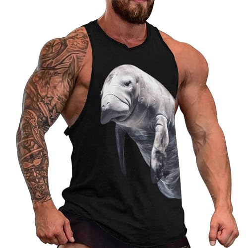Manatee Men's Sleeveless T-Shirt Casual Tank Top Gym Muscle Workout Tee XL