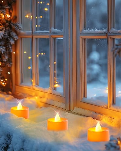 Amagic AGPKNBCHENG24 Halloween Orange Led Tea Lights Candles, 24 Pack Battery Operated Flameless Tea Lights, Long Lasting Colored Tealights Candles For Christmas, Holiday Decor thumb #7