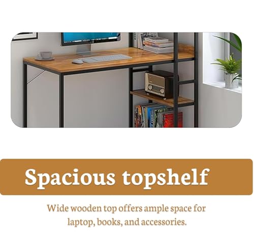 Image of Callas Computer Desk with Bookshelf - Modern Industrial Study Table with Storage Shelves for Home Office, Bedroom, or Study - Space-Saving Laptop Workstation Desk (ST-20-Walnut) (Walnut, ST-20)