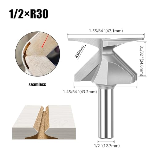 Fresa de madera para carpintería con vástago de 1/2 pulgada y broca integrada R30 para paneles 2