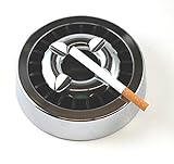 Buddies Silver Round Metal Ashtray Built-In Extinguisher and Storage 5 1/2'