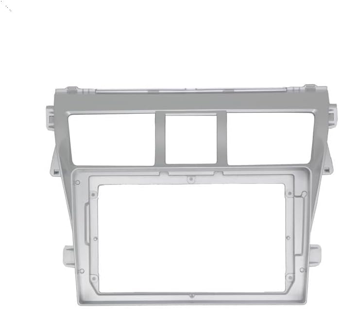 Car Stereo Frame 9 Inch Car Fascia/Fit for Toyota Vios for Yaris Belta 2006 2007 2008 Video for Panel Player Audio Dash 2 Din Frame Dashboard Mount Kit Radio Fascia Kit(Silver, and Cable)