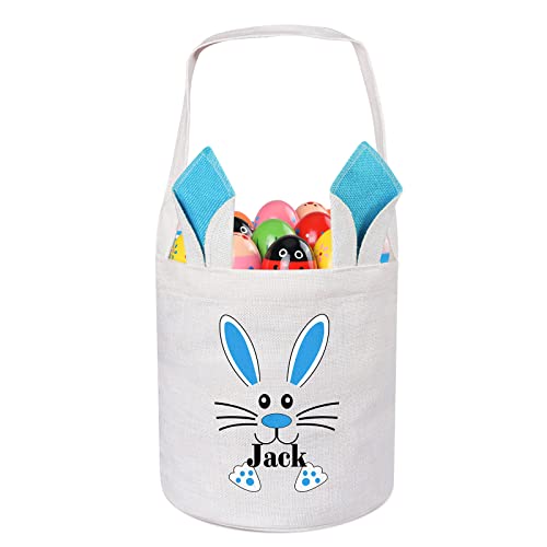 Jocidea Personalized Easter Baskets for Kids, Custom Easter Baskets with Bunny Designs, Unisex, Canvas, Classic Style
