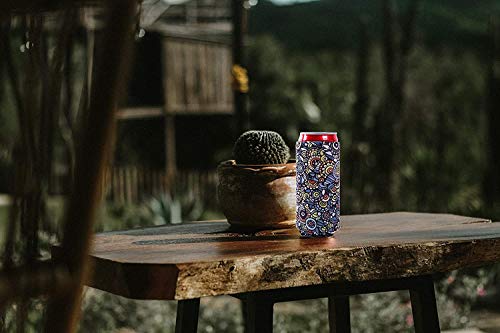 Slim Can Sleeves - Neoprene Bottle Insulator Sleeve Set of 4 Can Beverage Coolers for 12oz Energy Drink & Beer Cans (Fish) (Pattern)