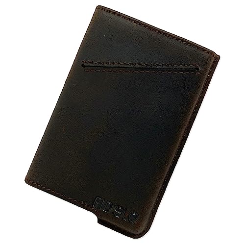 Fidelo Leather Case for Carbon Fiber/Aluminum Pop Up Wallet - Perfect Minimalist Wallet for Men - Espresso
