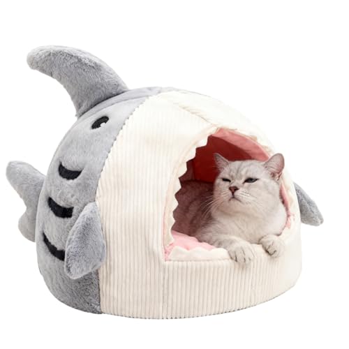 Générique Panier pour Chat - Maison Requin en Peluche Lavable, Nid pour Chat/Petit Chien, Cachette Douillette Et Résistante, Mobilier D'intérieur | Coin...