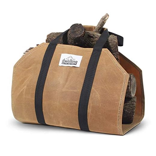 Large-Capacity Firewood Carrier with Strong Handles, Sturdy Waxed Canvas Log Carrier - Water-Resistant Firewood Holder Indoor - Thick Canvas Log Carrier, Fire Wood Bag