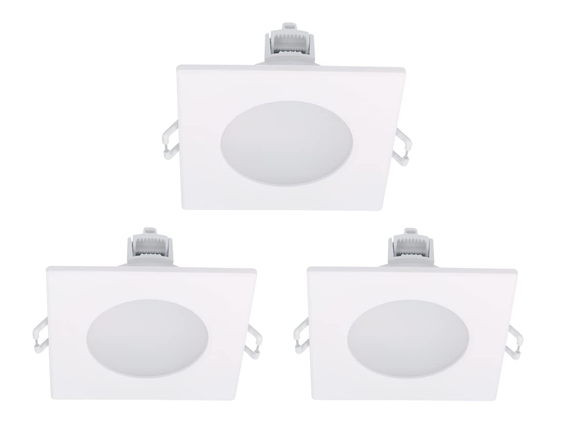 LEDLUX 3 Pezzi Faretti Led da Incasso Quadrato, Dimmerabile Con Triac Dimmer, 220V 5W 550 Lumen, 90X90X37mm, Foro 70mm, Impermeabile Ie IP65, Quick Connettore (Bianco Neutro 4000K, Bianco)