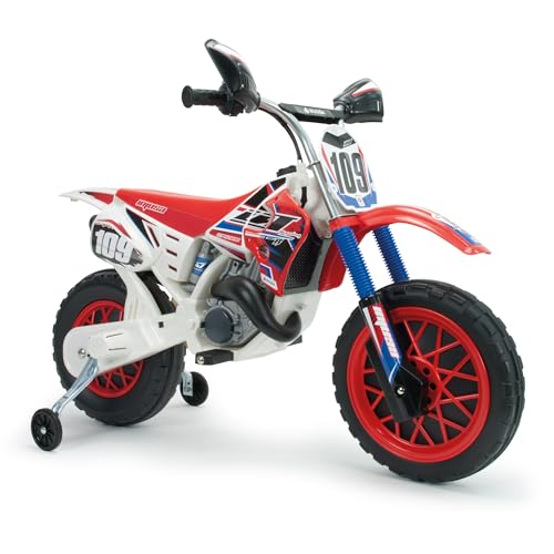 Moto Électrique Enfant 6V CR Blanche pour 3 à 6 Ans Batterie Lithium Autonomie 2h roulettes Stabilisatrices Roue avec Bande en Caoutchouc Frein Électrique INJUSA