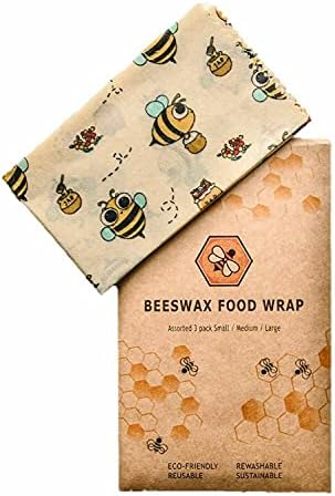 Reusable Eco Friendly Organic Beeswax Food Wrap, Assorted 3 Pack, Zero Waste Food Storage image 2