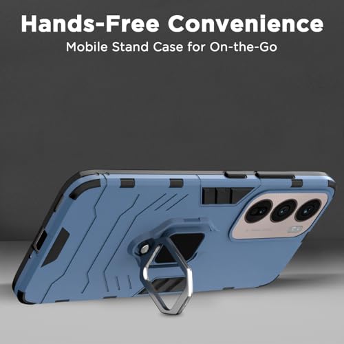 Image of Pikkme D5 Tough Armor Back Cover | 360 Protection Case | Ring Holder Stand Bumper Case for Oppo Reno 12 Pro 5G (Blue)