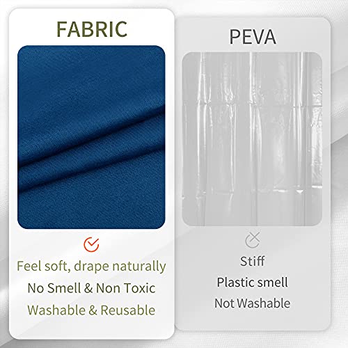 Image of ALYVIA SPRING Waterproof Fabric Shower Curtain Liner - Soft & Light-Weight Cloth Shower Liner, 3 Bottom Magnets, Hotel Quality & Machine Washable - Standard Size 72x72, Navy Blue
