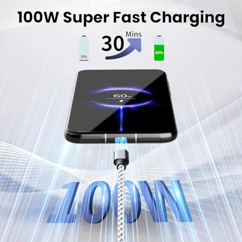 Image of 100W Fast Charging Cable, 2 Pack 3 in 1 USB C Multi Charger Cord