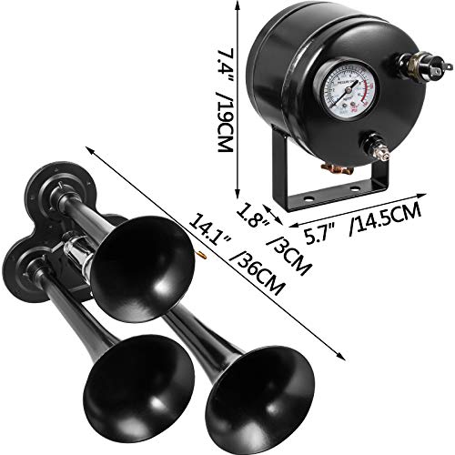 Buy VEVOR Train Horn 12 Volt Train Horns Kit 3 Trumpet Air Horn 135db