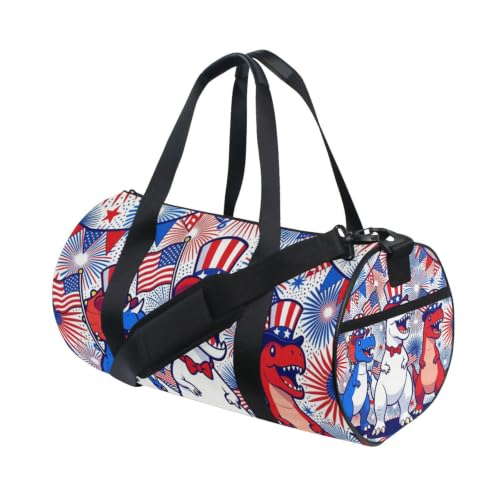 Bolsa de gimnasio ligera y espaciosa con motivos patrióticos de T-Rex para entrenar 3