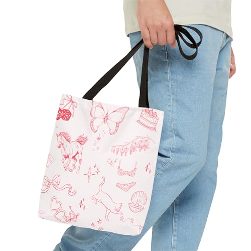 Pink Pony Pattern Tote Bag – Aesthetic Pattern Canvas Tote for Daily Use | Lightweight Bag for Concerts & Glamorous Escapes3