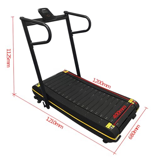 Image of Eco-Curve Manual Treadmill - Self-Propelled Non-Electric Motorized Running Machine with Magnetic Resistance & Foldable Design for Home /Rehab Training