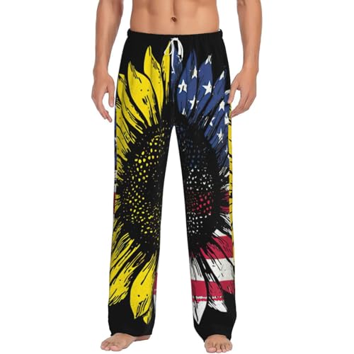 Pantalon de pyjama pour homme imprimé tournesol pour vos soirées cocooning en polaire