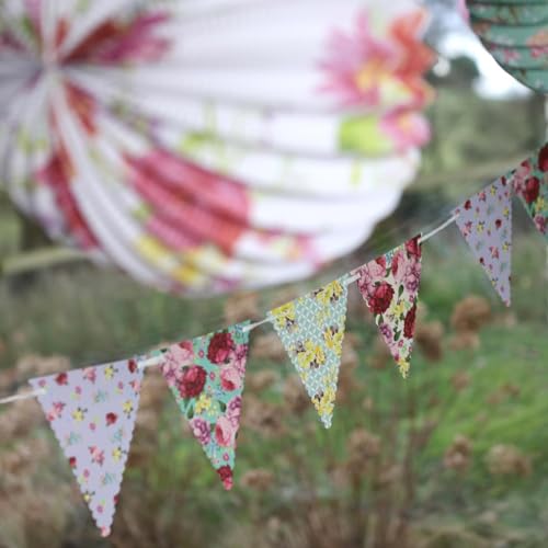 Talking Tables 50pcs Floral Afternoon Tea Party Decorations Tea Party Set Pretty Paper Plates Floral Napkins Tea cups Bunting for Birthday Mother's Day Bridal Shower Baby Shower for 16 Guests