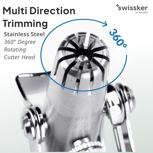 Image of Swissklip Swissker Manual Nose Hair Trimmer for Men & Women - Precision Stainless Steel Ear Hair Remover - German Designed Grooming Tool with Rounded Safety Tip