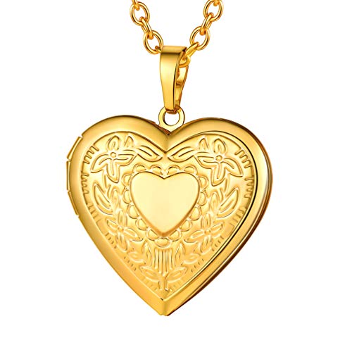 heart locket necklace that holds pictures teens girl birthday gift photo pendants 18k gold plated necklaces for women
