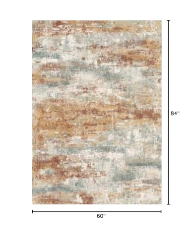 Image of BEIMO Area Rugs 5x7 for Living Room Bedroom, Modern Abstract Machine Washable Rug, Soft Low Pile Floor Cover with Non Slip Backing for Dining Room, Orange Green