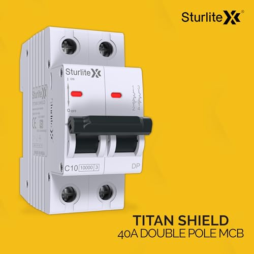 Image of Sturlite Titan Shield 40A Double Pole MCB| Overload & Surge Protection| 10-Year Warranty| Durable Polycarbonate Housing| C-Curve Tripping| 40A Breaking Capacity